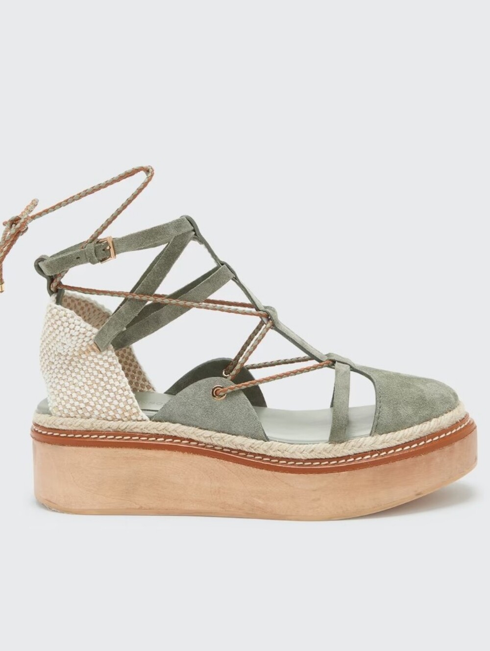 Ulla Johnson Salinas Suede CagedLace-Up Platform Espadrilles Size 40 (10)